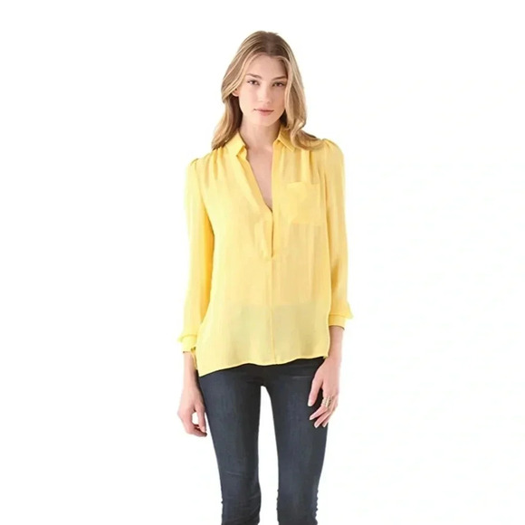 HAUTE HIPPIE NEW Pocket Silk Blouse Top - Picture 6 of 12